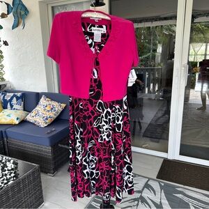 Danni & Nichole Pink and Black Floral Dress with Bolero